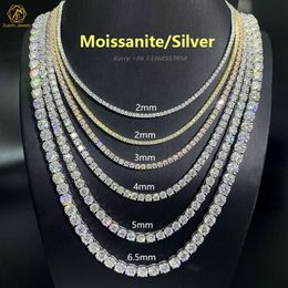 Fine Jewellery d Vvs Moissanite Tennis Bracelet Chain Silver 28 Inches S925 2mm 3mm 4mm 5mm 6.5mm 20inches Tennis Necklace Chain