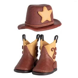 Party Supplies 3Pcs Brown Cowboy Hat Boot Cake Toppers Western Cowgirl Decorations Birthday For Theme Favors