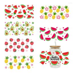 Window Stickers UV DTF Transfer Fruits Theme For The 16oz Libbey Glasses Wraps Cup Can DIY Waterproof Easy To Use Custom Decals D1024