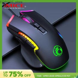 Mice Imice T70 wired gaming mouse suitable for PUBG esports glowing color RGB programmable 8D 6-speed DPI adjustable gaming mouse Y240407