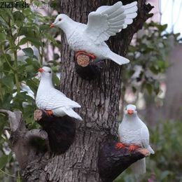 Arts and Crafts Pieon model Resin simulation ornaments Decorative pendants tree in parks and ardens outdoor bird White dove Home DecorationL2447