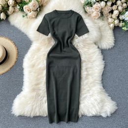 Party Dresses 2024 Summer Korean Women Sexy Knitted Mini Dress Elegant Ladies Slim Sweater Short Sleeve Vestidos