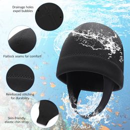 2mm Neoprene Snorkeling Cap UV Protection Warm Diving Hood Wetsuit Beanie for Swimming Surfing Kayaking 240403