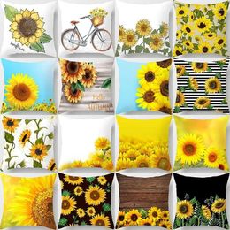 Pillow Decorative Cover Sofa Plush Pillowcase Living Room Decoration Sun Flower Hug Throw Covers Home Decor.