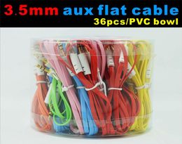 35mm aux flat cable audio cable with pvc bowl case for speaker device connect mobile 1 meter colorful8863568