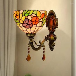 Wall Lamp Long Sconces Reading Antique Wooden Pulley Room Lights Merdiven Glass Crystal Sconce Lighting