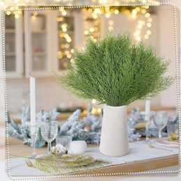 Decorative Flowers 10pcs/lot Artificial Christmas Decoration Green Plants Fake Pine Needles PineCones Xmas Tree Ornament Year Gift Home