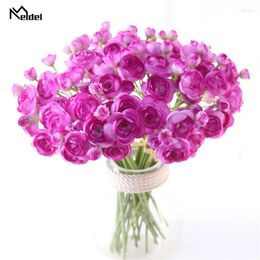 Decorative Flowers Meldel Artificial Peony Bridal Bouquet Camellia Rose European-style Home Wedding Table DIY Decoration Fake Lotus