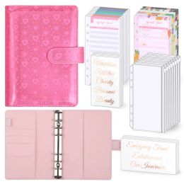 Notebooks A6 Pink Blue Cover Budget Planner Binder With 8Pcs Zipper Envelopes Cash Envelopes For Budgeting Money Organiser Binder