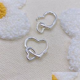 Hoop Huggie Earrings 925 Sier Plated Double Love Heart For Women Girls Hies Party Jewelry Gift Pseras Mujer E775 Drop Delivery Otesw