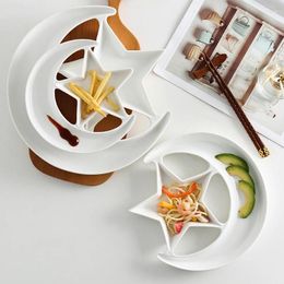 Plates Pure White Ceramics Creativity Star Month Shape Dinner Plate Dessert Nut Dried Fruit Home Use Decoration Tableware