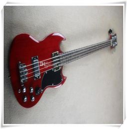 4 Strings Transparent Red Body Electric Bass Guitar with 2 PickupsChrome HardwareBlack PickguardCan be customized4758765