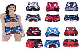 Free shipping Women Swimwear Beachwear -shaped Swimsuit Swim Shorts Plaid Swimming Suit Shark Camouflage Camo Swim Suits Bikini Set2804123