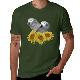 Men's Tank Tops Congo And Timneh African Grey Parrot With Sunflowers T-Shirt Plain T Shirts Men