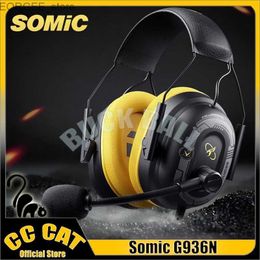 Cell Phone Earphones Somic G936N Gamer Headphone Wired Earphones Esports Headphones With Microphone USB Foldable Headset Gaming Headphone Low Delay Y240407