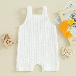 Clothing Sets Born Baby Girl Boy Romper Summer Outfit Contrast Pocket Button Strap Sleeveless Jumpsuit Bodysuit Infant Clothes