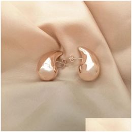 Stud Fashion Style Trendy Italy Hollow Stainless Steel Hypoallergenic 18K Gold Plated Bottega Tear Drop Waterdrop Earrings For Women D Otme9