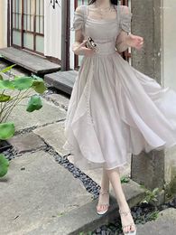 Party Dresses Summer Casual Fairy Ruffle Midi Dress Women Korean Fashion Elegant Off Shoulder Folds Female Sweet Birthday