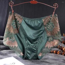 Women's Panties Women Lace Flowers Sexy Hollow Temptation Silk Breathable Underwear Tummy Mid Waist BuLift Briefs Intimate Panty