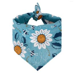 Dog Apparel Adjustable Bandanas For Dogs Comfortable Kerchief Washable Mouthwipes Soft Triangle Scarfs Sunflower Pattern