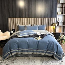 Bedding Sets 1.8m 4pcs BeddingSet High-end Light Luxury Style 100 Long-staple Cotton Brushed Pure Simple Autumn Winter Duvet Cover