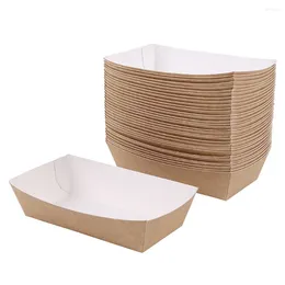 Disposable Dinnerware 50 Pcs Tray Cake Paper Paperboard Bandejas Para Comida Party Supplies Kraft