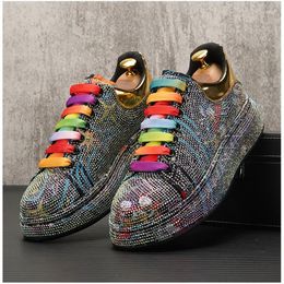 Casual Shoes Arrival Fashion Rhinestone Men Platform Print Punk Sneakers Hip-Hop Flats Zapatillas Hombr