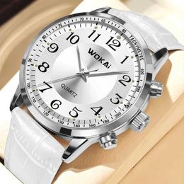 Other Watches Low price hot selling WOKAI watch mens casual sports white watch leather strap quartz watch mens watch top brand luxuryL240403