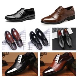 Designer Luxury Multi style leather shoes, men's black casual shoes, large-sized business dress shoes, pointed tie up wedding shoes