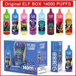 Original ELF BOX 14000 Puff Disposable Vape Pen 14K E Cigarette 0% 2% 3% 5% Vaporizer Recharge Mesh Coil Vape Pen vs Randm Tornado 9000 12000 15000