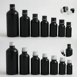 Storage Bottles Promotion Shining Paint Black Essential Oil Bottle With Aluminium Lids Caps Reducer 5ML 10ML 15ML 20ML 30ML 50ML 100ML 200PCS