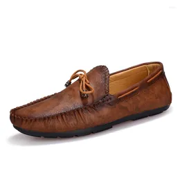 Casual Shoes Leather Men Soft Comfortable Slip On Loafers Retro Moccasins Italian Light Male Driving