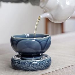 Tea Trays Cover Ceramic Chinese Retro Embossed Pot Lid Teacup Mat Ceremony Utensils Creative Insulation Cup Saucer Coasters