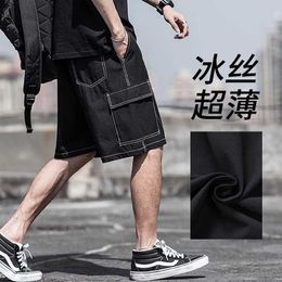 Workwear Casual Shorts Mens Ice Silk Quick Drying Loose Fitting Sports Outdoor Oversized Fat and Cropped Pants for Wear Summer Trend