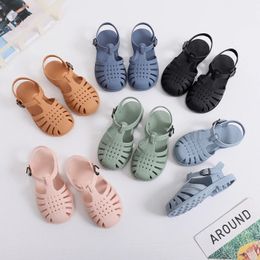 Spring Summer Girls Sandals Shoes Baby Candy Colour Soft Sole Princess Fashion Breathable Hollow Sports 240402