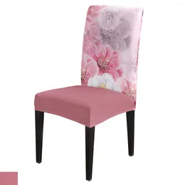 Chair Covers Flower Pink Dining Cover Kitchen Stretch Spandex Seat Slipcover For Banquet Wedding Party