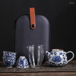 Teaware Sets Blue-and-White Porcelain With The Travel Tea Outdoor Portable Storage Ceramic Set Ceremony Pot Cup