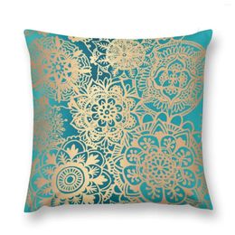 Pillow Teal Green And Gold Mandala Pattern Throw Decorative Pillows Aesthetic Christmas Covers