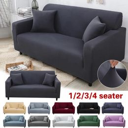 Chair Covers Solid Colour Sofa Cover For Living Room Stretch Couch Armchair Corner L Shaped Slipcover 1/2/3/4 Seater