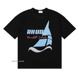Rhude Shirt Ins Hot Spring Summer T Shirt American Luxury Rhudes Skateboard Mens Designer T Shirt Women Men Casual Good Rhudes T-shirt 8874