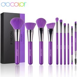 Docolor 10pcs Makeup Brushes Set Foundation Powder Concealer Blush Brush Eye Shadow Highlighter Makeup Brush Beauty Tool 240326