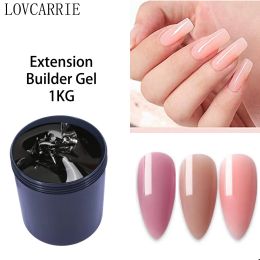 Gel Lovcarrie 1000g Poly Nail Gel Extension Jelly Builder Varnish Pink White Clear Glitter Acrylic French Nails Art Decorations 1kg