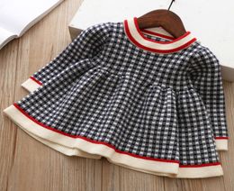 New Baby Girls Winter Plaid Sweater Dresses Clothes Toddler Infant Christmas Knitted Dress Children Kids Autumn Spring Clothing 209300607
