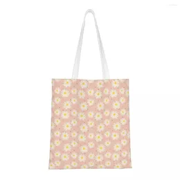Shopping Bags Daisy Flower Shoulder Bag Female Eco Cute High Capacity Canvas Tote Foldable For Lady School