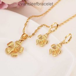 Designer Earrings For Women Real Solid 14 k Yellow Gold GF New Brides big Flower Pendant Statement Necklace Jewelry Sets party Romantic fine gifts