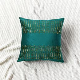 Pillow 45x45cm Velvet Cover With Shiny Gold Beaded Living Room Bed Decor Throw Pillowcase Dark Green 50x50 Seat Lumbar