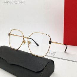 Best-selling eyewear 18k cat-eye shape frame gold-plated ultra-light optical men and women business style versatile glasses top quality 0417O