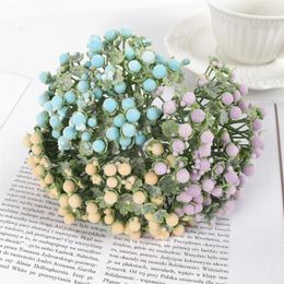 Decorative Flowers 6Pcs Mini Artificial Foam Berry Gypsophila Bouquet Home Wall Decor Wedding Bridal DIY Craft Fake Flower Floral