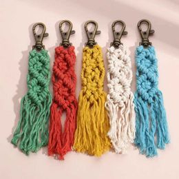 Keychains Lanyards Bohemian Handmade Key Ring Colourful Tassel Keychain For Women Handbag Pendant Accessories Holder Jewellery Friendship Gifts Q240403