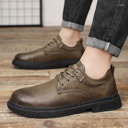 Casual Shoes British Style Outdoor Men Oxford High-end Genuine Leather Retro Comfort Anti-slip Wearable